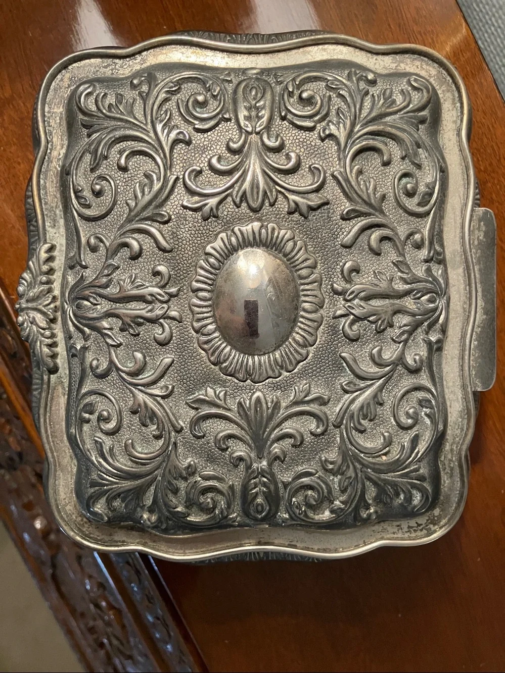 ornate silver jewelry box